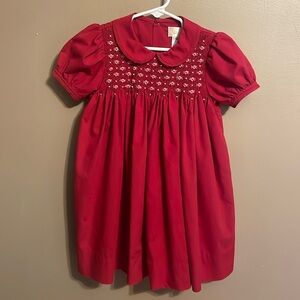 Smocked Red‎ Dress Pearls Embroidery Size 24 Months Vintage